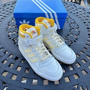 adidas Kids High-Top Sneakers in White and Yellow